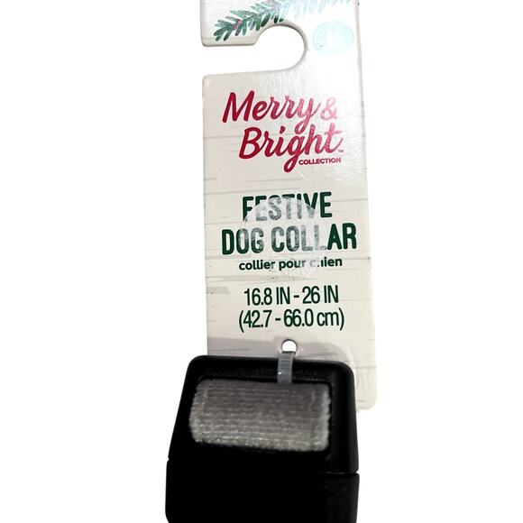 Merry & Bright Bow Dog Collar Sz Large - Picture 3 of 4